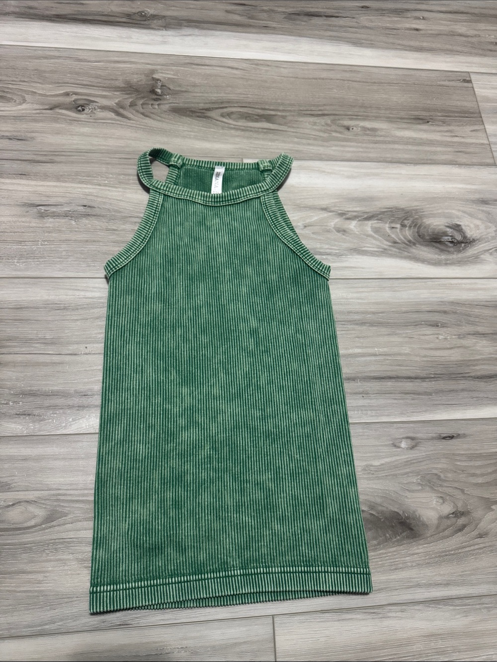 Zenana Outfitters Green Ribbed Halter Tank Dress